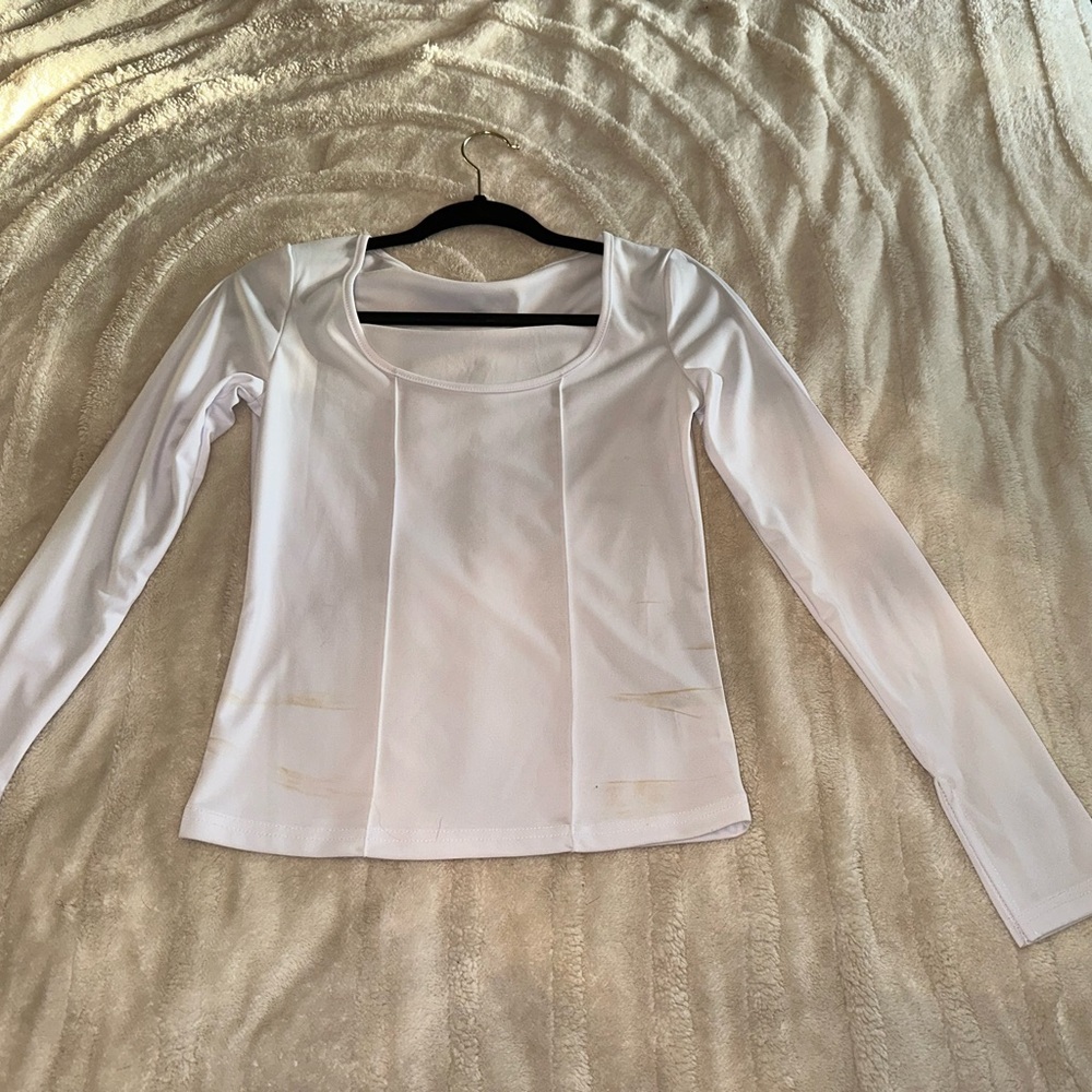 Elegant White Long Sleeve Women's Top